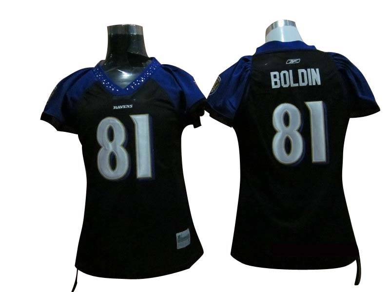 Ravens #81 Anquan Boldin Black Women's Field Flirt Stitched NFL Jersey